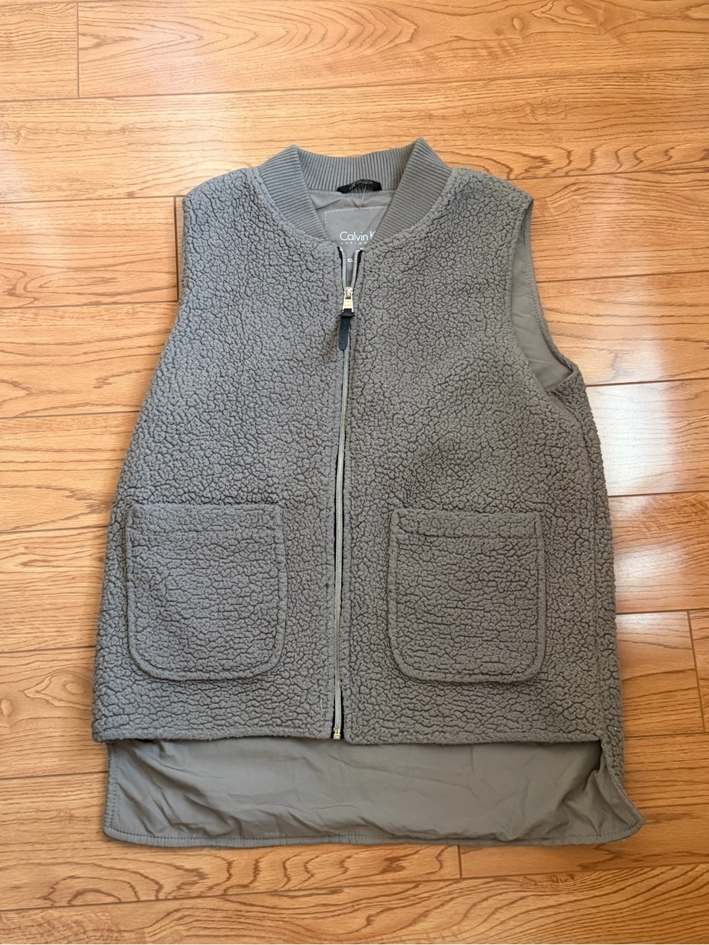 Calvin Klein Women's Gray Fleece Zip Front Vest